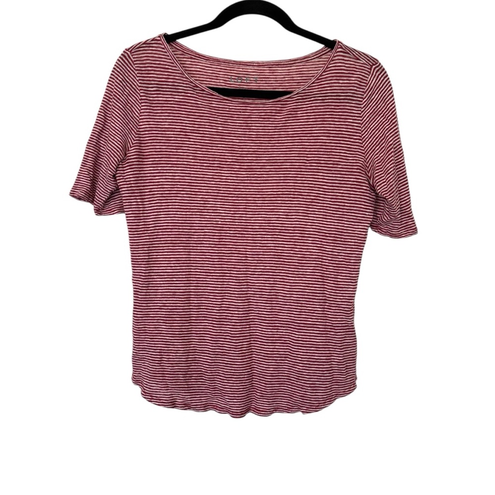 Loft Linen Striped Shirt Red‎ & White